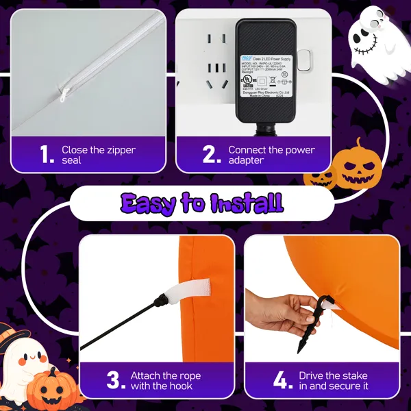 8FT Long Halloween Inflatables Pumpkins Ghost Outdoor Decorations